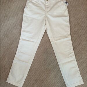 Gap Cropped White Khaki Straight-Leg Pants